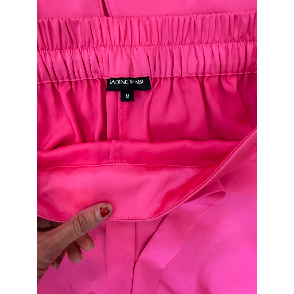 Nadine Merabi Pink Feather Trim Satin top - Picture 4 of 5